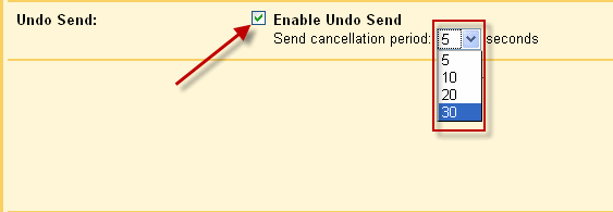 Select Your Preferred Cancellation Period of Sent Mail