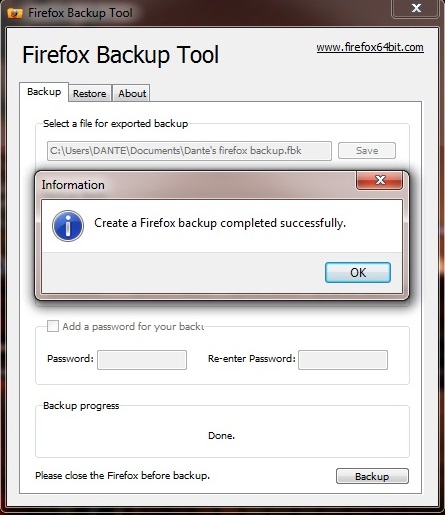 firefox backup tool