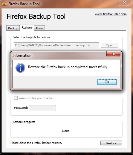 firefox backup tool