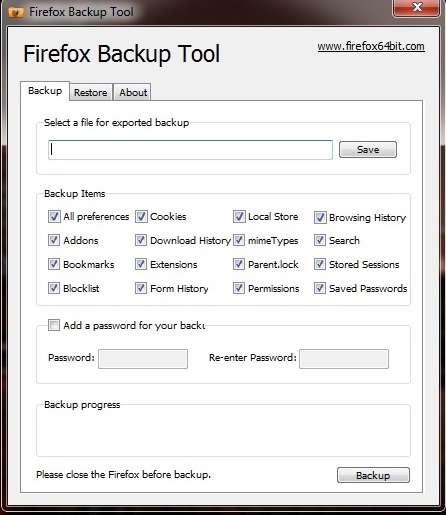 firefox backup tool